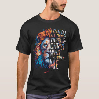 T-shirt Je peux faire toutes choses par Christ Lion Foi Re