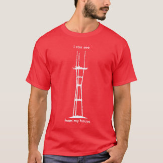 T-shirt Je peux voir Sutro de ma maison, tout-blanche sur
