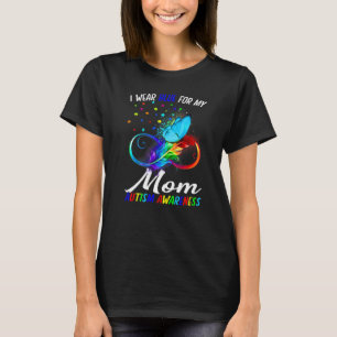 T-shirt Je Porte Bleu Pour Ma Mère Autism Awareness Infini