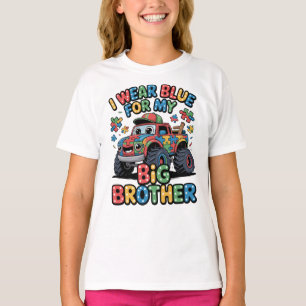 T-shirt Je Porte Bleu Pour Mon Grand Frère Sensibilisation
