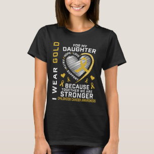 T-shirt Je porte de l'or pour ma fille Enfance Cancer Pare