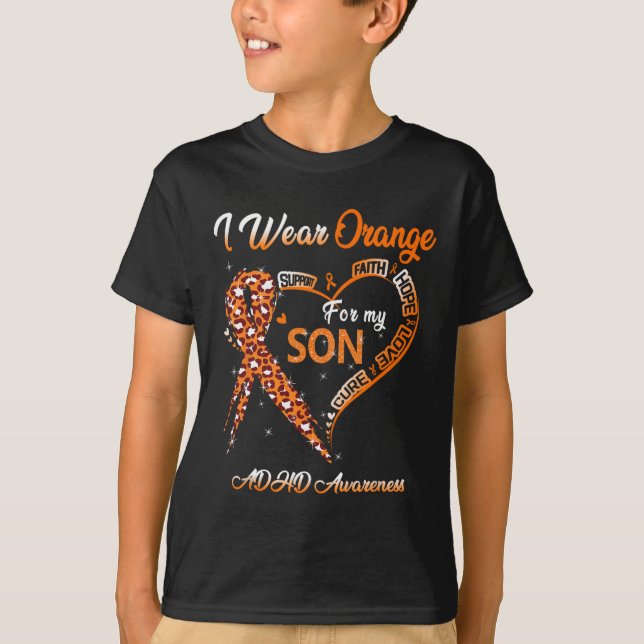 T-shirt Je Porte De L'Orange Pour Mon Fils Ajoute Du Ruban (Devant)