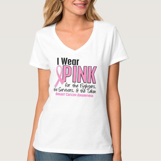 T-shirt Je Porte Des Combattants Roses Survivants Pris 10  (Devant)