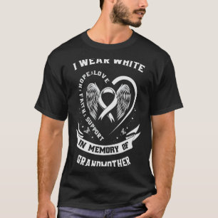 T-shirt Je porte du blanc en mémoire de la grand-mère Canc