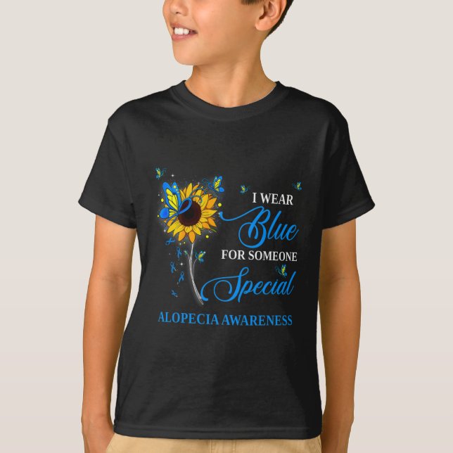 T-shirt Je Porte Du Bleu Pour La Sensibilisation À L'Alopé (Devant)