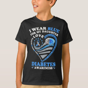 T-shirt Je Porte Du Bleu Pour Ma Fille Diabète Sensibilisa