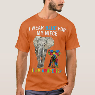 T-shirt Je Porte Du Bleu Pour Mes Eléphants De Nièce S, Au