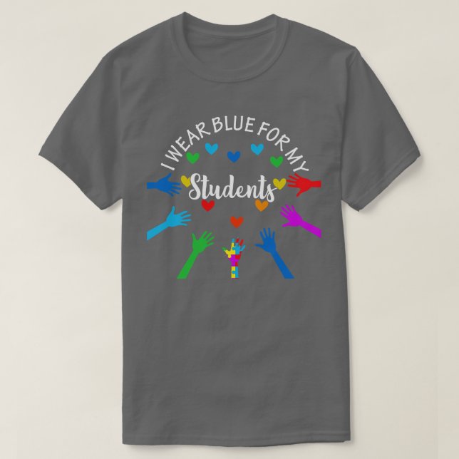 T-shirt Je Porte Du Bleu Pour Mes Étudiants Enseignants Au (Design devant)