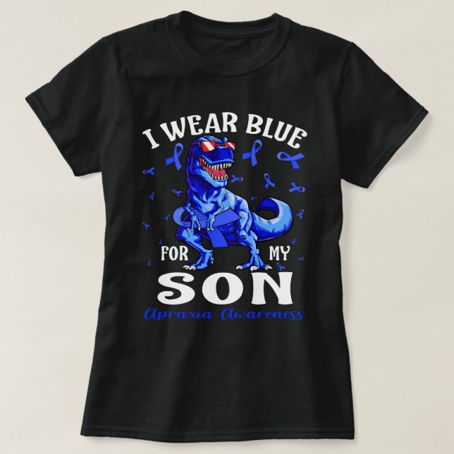 T-shirt Je Porte Du Bleu Pour Mon FILS Apraxia Sensibilisa (Design devant)