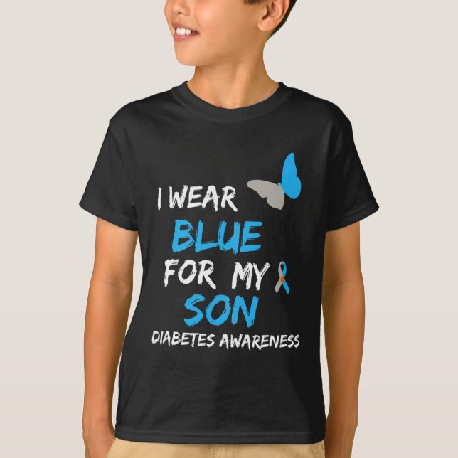 T-shirt Je Porte Du Bleu Pour Mon Fils Diabète Sensibilisa (Devant)