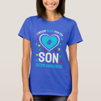 T-shirt Je Porte Du Bleu Pour Mon Fils Sensibilisation à l