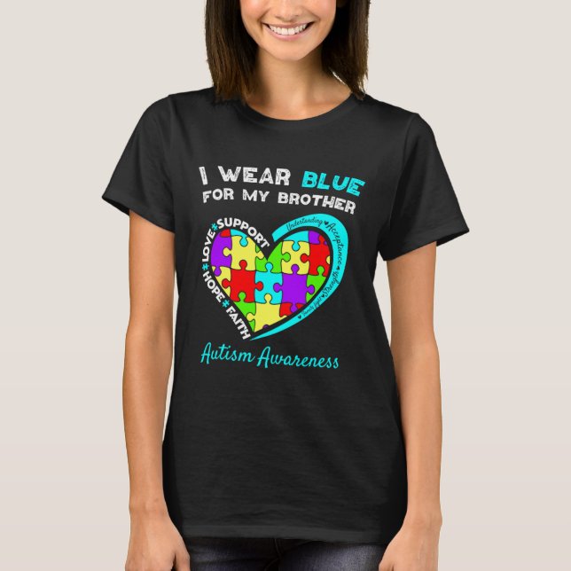 T-shirt Je Porte Du Bleu Pour Mon Frère Enfants Sensibilis (Devant)