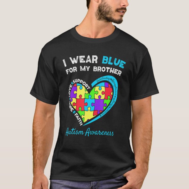 T-shirt Je Porte Du Bleu Pour Mon Frère Enfants Sensibilis (Devant)