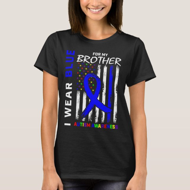 T-shirt Je Porte Du Bleu Pour Mon Frère Sensibilisation su (Devant)