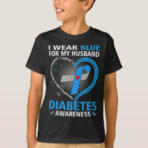 T-shirt Je Porte Du Bleu Pour Mon Mari Espère Aimer Le Dia