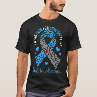 T-shirt Je Porte Du Bleu Pour Quelqu'Un Que J'Aime Diabète
