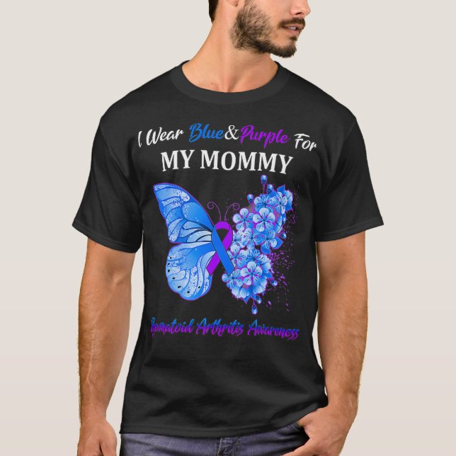 T-shirt Je Porte Du Bleu&Purple Pour Mon Arthrit Rhumatoïd (Devant)