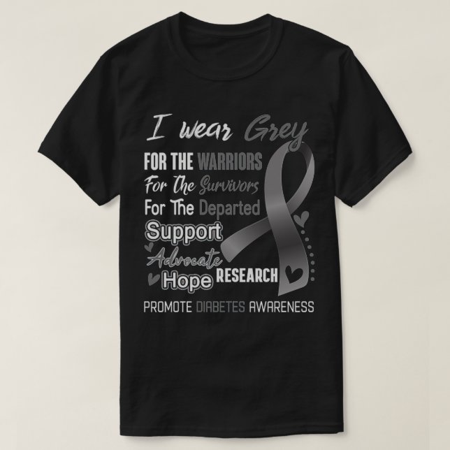 T-shirt Je Porte Du Gris Pour La Sensibilisation Au Diabèt (Design devant)