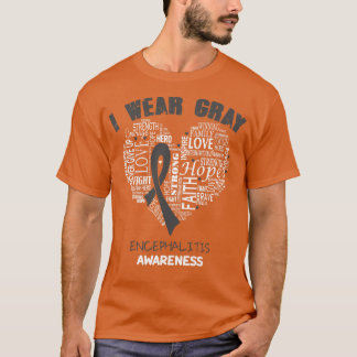 T-shirt Je Porte Du Gris Pour L'Encéphalite Sensibilisatio