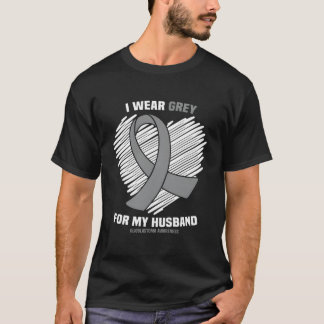 T-shirt Je Porte du Gris pour mon mari Gbm Sensibilisation