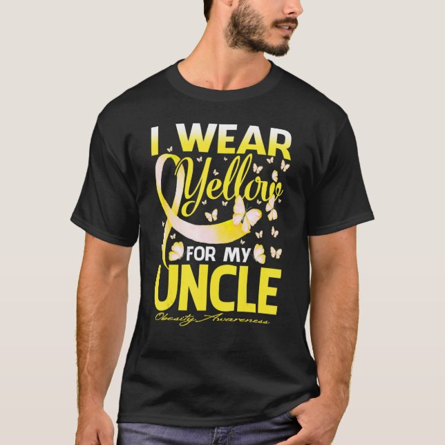 T-shirt Je Porte Du Jaune Pour Mon Oncle Sensibilisation À (Devant)