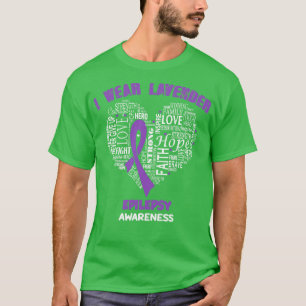 T-shirt Je Porte Du Lavande Pour L'Épilepsie Sensibilisati