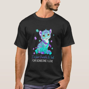 T-shirt Je Porte Du Purple Et Turquoise Pour Quelqu'Un Que