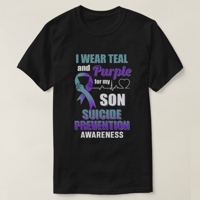 T-shirt Je Porte Du Purple Turquoise Pour Mon Fils Prévent (Design devant)