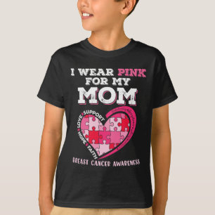 T-shirt Je Porte Du Rose Pour Ma Mère Enfant Sensibilisé A