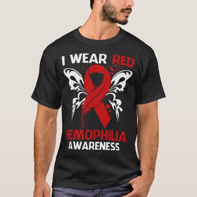 T-shirt Je Porte Du Rouge Pour La Sensibilisation À L'HÉMO (Devant)