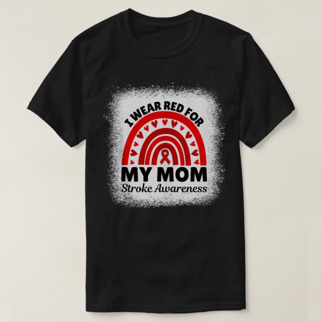 T-shirt Je Porte Du Rouge Pour Ma Mère Stroke Sensibilisat (Design devant)