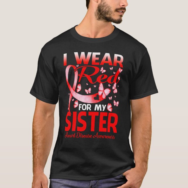 T-shirt Je Porte Du Rouge Pour Ma Soeur Sensibilisation Au (Devant)