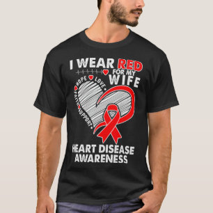 T-shirt Je Porte Du Rouge Pour Mon Épouse Maladie Cardiaq