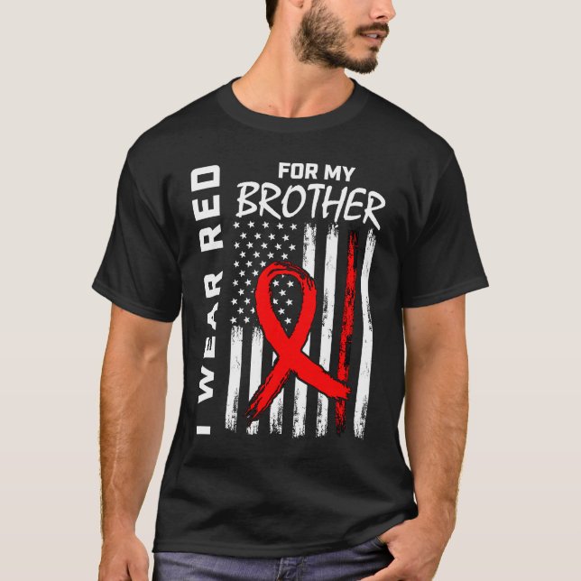 T-shirt Je Porte Du Rouge Pour Mon Frère Sensibilisation A (Devant)