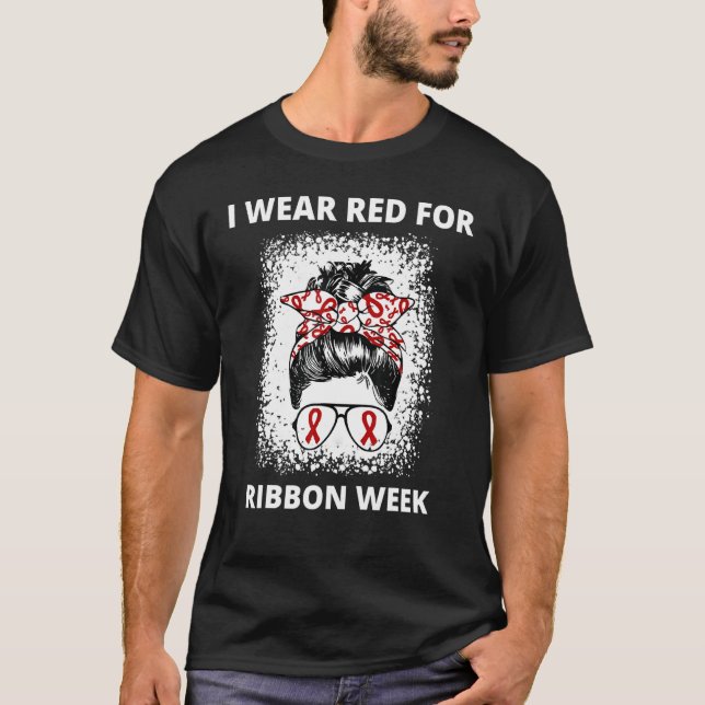 T-shirt Je Porte Du Rouge Pour Red Ribbon Week Sensibilisa (Devant)