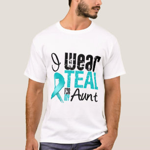 T-shirt Je Porte Du Ruban Turquoise Pour Ma Tante