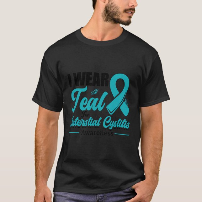 T-shirt Je Porte Du Ruban Turquoise Turquoise Pour Cystite (Devant)