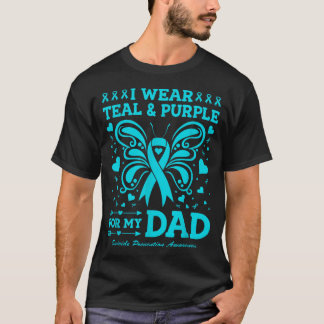 T-shirt Je porte du sarcelle violet pour mon père
