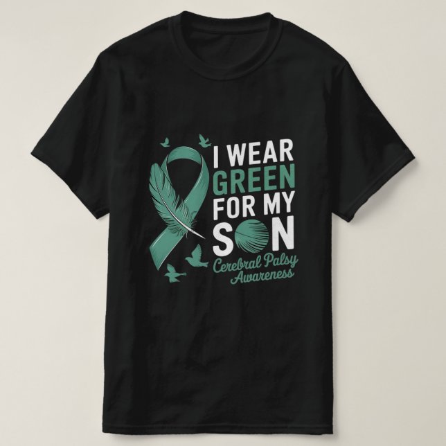 T-shirt Je porte du vert pour ma conscience paralytique cé (Design devant)