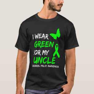 T-shirt Je Porte Du Vert Pour Mon Oncle Cérébral Palsy Rib
