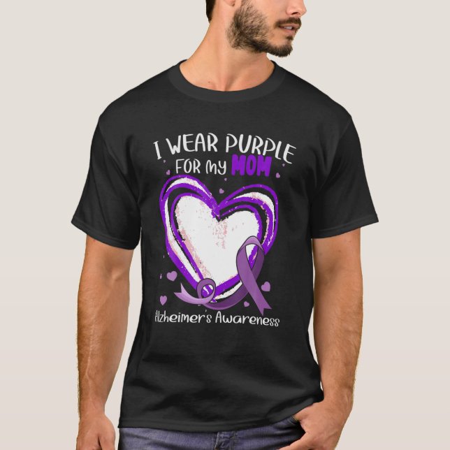 T-shirt Je Porte Du Violet Pour Ma Mère Alzheimer Sensibil (Devant)