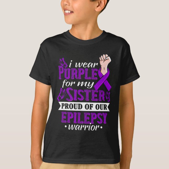 T-shirt Je Porte Du Violet Pour Ma Soeur Epilepsie Guerriè (Devant)