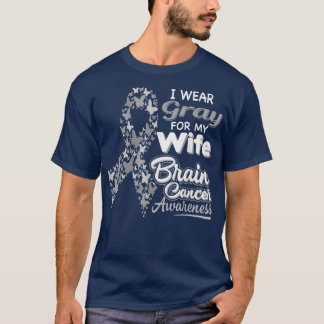 T-shirt Je porte Gray pour ma femme - Sensibilisation au c