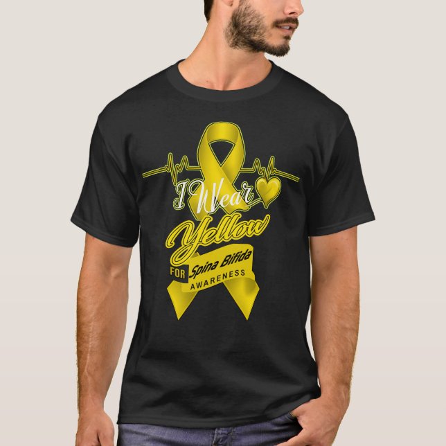 T-shirt Je porte Jaune pour Spina Bifida Sensibilisation (Devant)