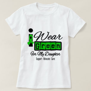 T-shirt Je porte la fille verte de ruban (rétro) -