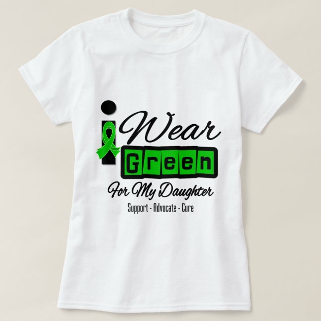 T-shirt Je porte la fille verte de ruban (rétro) - (Design devant)