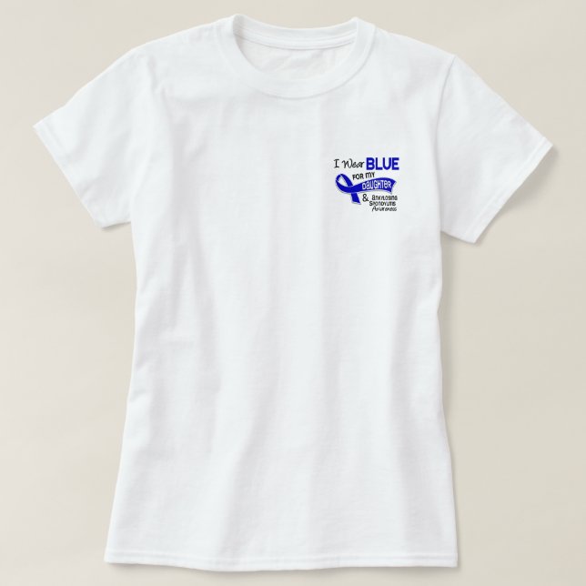 T-shirt Je porte la spondylarthrite ankylosante bleue de (Design devant)