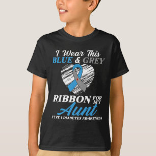 T-shirt Je porte le bleu et le gris pour ma tante Diabète