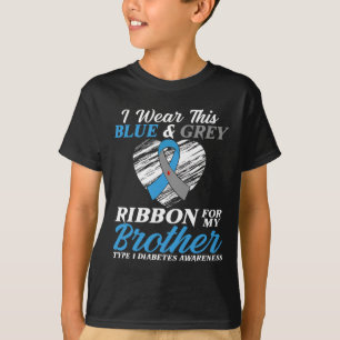 T-shirt Je porte le bleu et le gris pour mon frère type 1