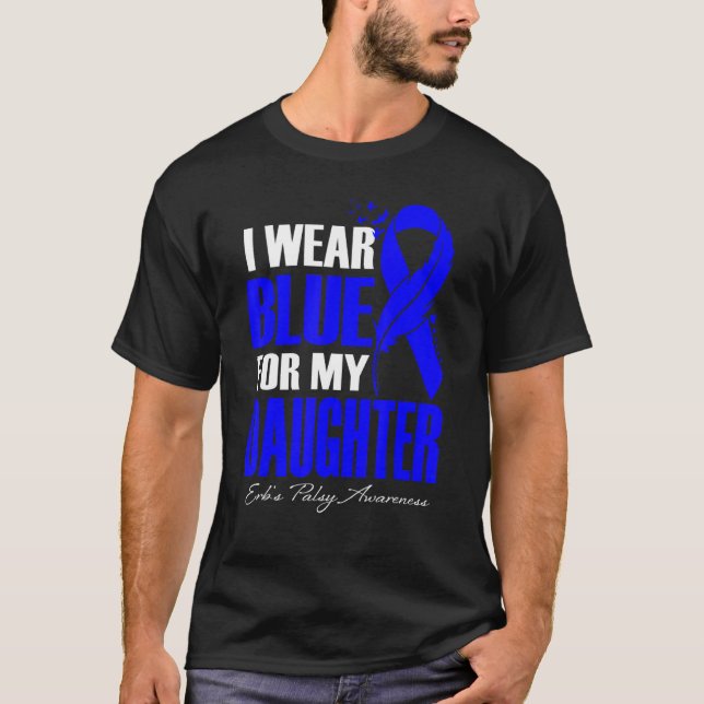 T-shirt Je porte le bleu pour la conscience paralysante de (Devant)
